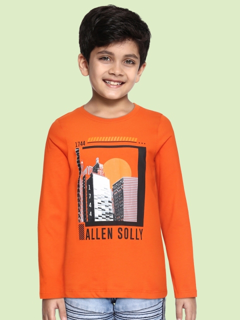 

Allen Solly Junior Boys Orange Pure Cotton Printed Pure Cotton T-shirt