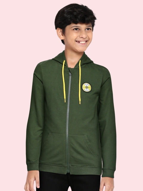 

Allen Solly Junior Boys Olive Green Pure Cotton Solid Hooded Sweatshirt