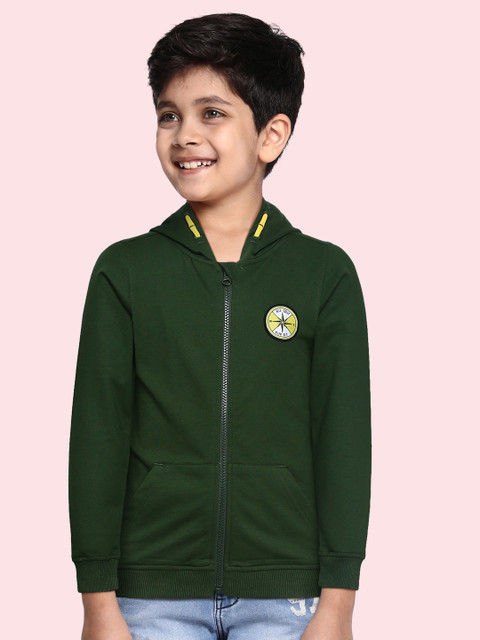 

Allen Solly Junior Boys Olive Green Pure Cotton Solid Hooded Sweatshirt