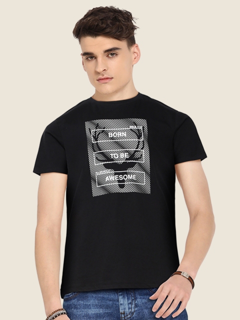 

Allen Solly Junior Boys Black White Typography Printed Pure Cotton T-shirt