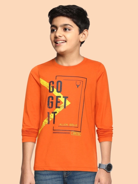 

Allen Solly Junior Boys Orange Typography Printed T-shirt