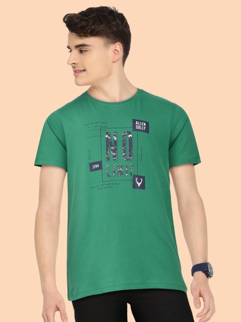 

Allen Solly Junior Boys Green Typography Printed Pure Cotton T-shirt