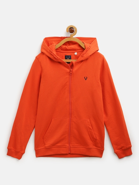

Allen Solly Junior Boys Orange Pure Cotton Solid Hooded Sweatshirt