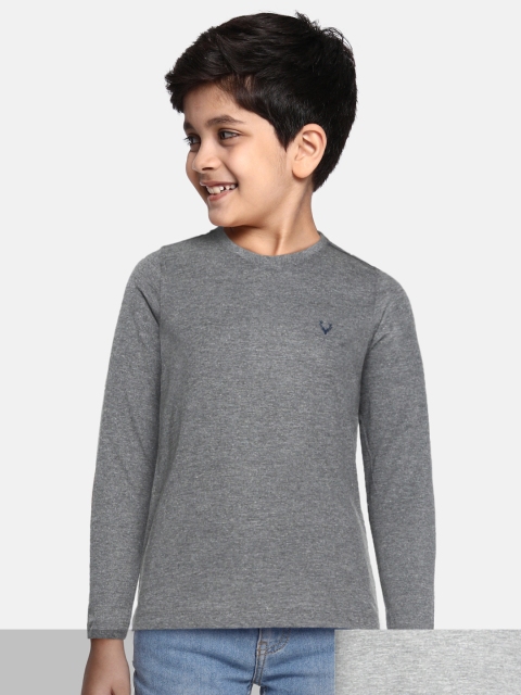 

Allen Solly Junior Boys Solid Pack of 2 Round Neck Tshirts, Grey