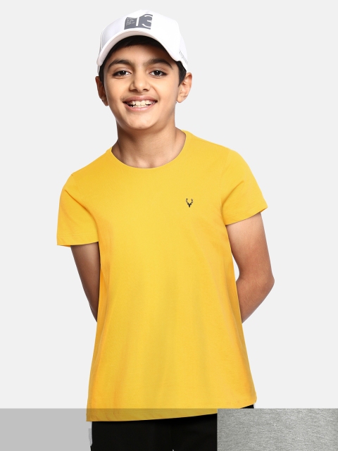 

Allen Solly Junior Boys Set of 2 Solid Round Neck Pure Cotton T-shirts, Grey