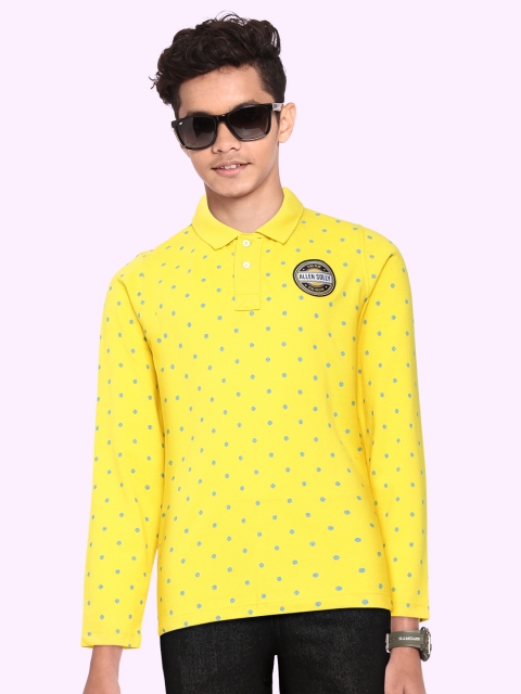 

Allen Solly Junior Boys Yellow & Blue Printed Polo Collar Applique T-shirt