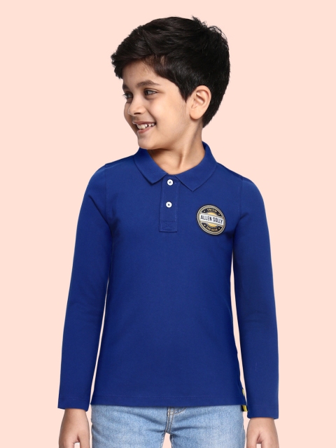 

Allen Solly Junior Boys Blue Solid Polo Collar Applique Detail T-shirt