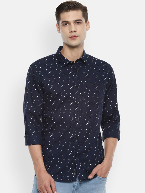 

Louis Philippe Jeans Men Navy Blue Slim Fit Opaque Printed Casual Shirt