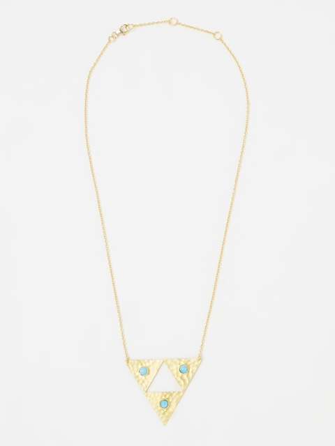 

Fabindia Women Gold & Turquoise Blue Gold-Plated Silver Necklace