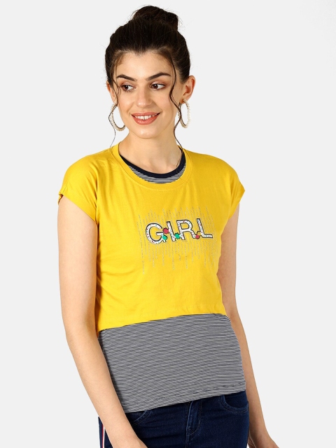 

V2 Value & Variety Women Yellow Printed Regular Top