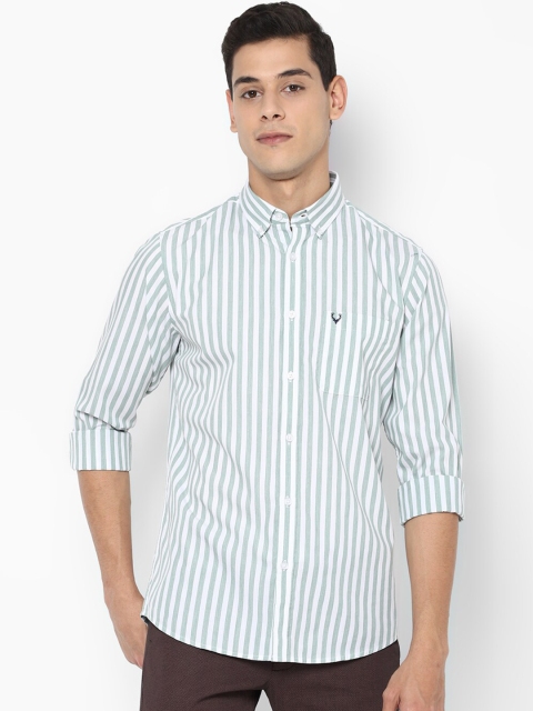 

Allen Solly Men Green Slim Fit Striped Casual Shirt