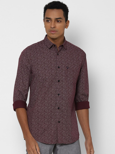 

Allen Solly Men Maroon Slim Fit Printed Casual Shirt