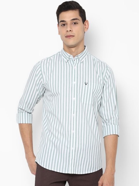 

Allen Solly Men Green Slim Fit Striped Casual Shirt