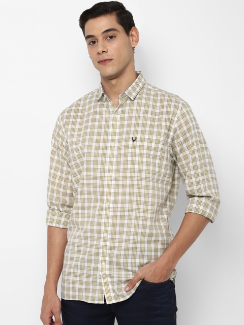 

Allen Solly Men Cream-Coloured Slim Fit Checked Casual Shirt