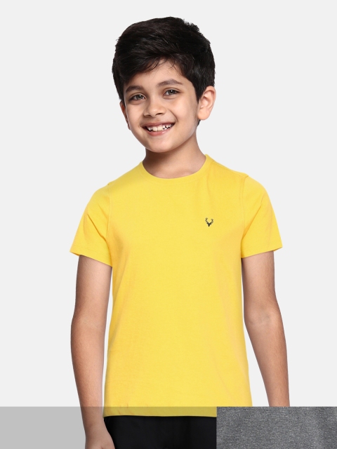 

Allen Solly Junior Boys Yellow Grey Brand Logo 2 Pure Cotton T-shirt