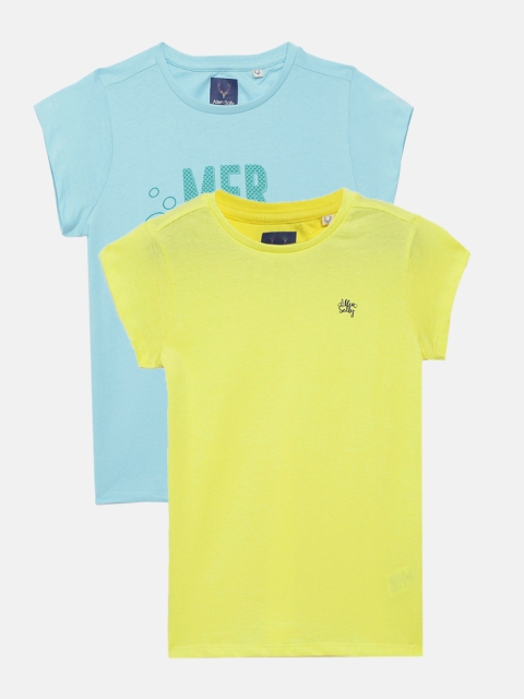 

Allen Solly Junior Girls Set of 2 Round Neck Pure Cotton T-shirt, Yellow