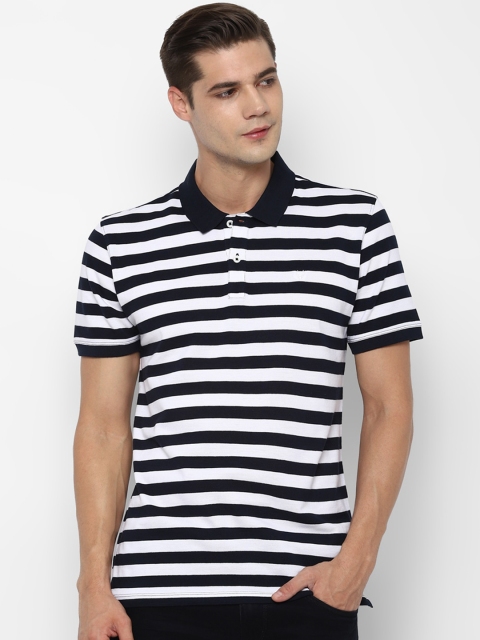 

Allen Solly Men Black White Colourblocked Polo Collar Pure Cotton T-shirt