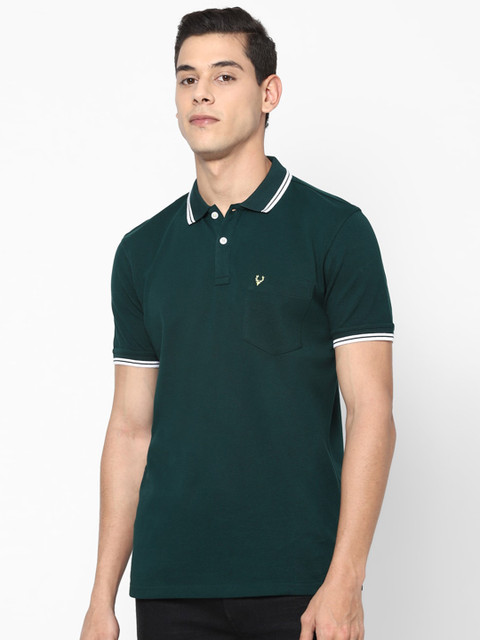 

Allen Solly Men Green Polo Collar Pure Cotton T-shirt