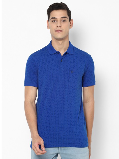 

Allen Solly Men Blue Printed Polo Collar T-shirt