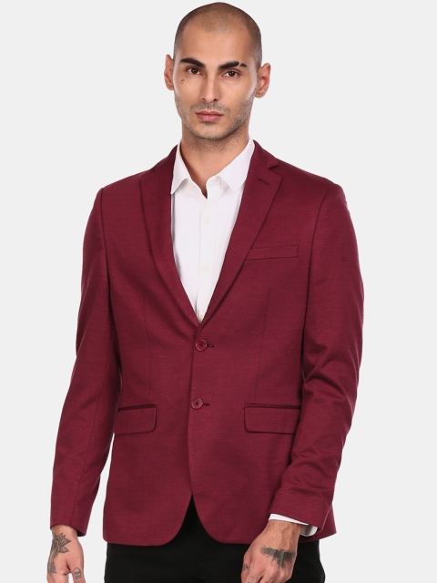 

Arrow Men Maroon Self Design Slim-Fit Single-Breasted Casual Blazer