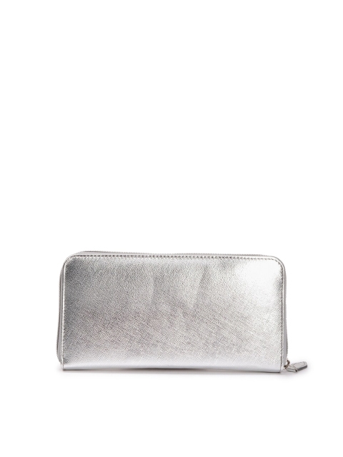 

FOREVER 21 Women Silver Zip Around Wallet