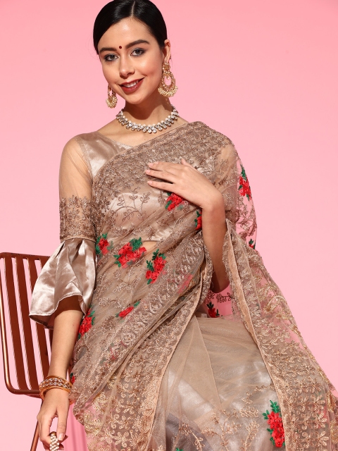 

Tikhi Imli Solid Saree, Beige