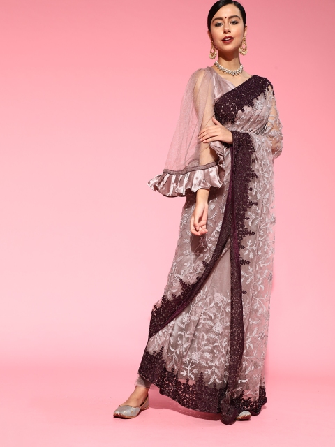 

Tikhi Imli Solid Saree, Pink