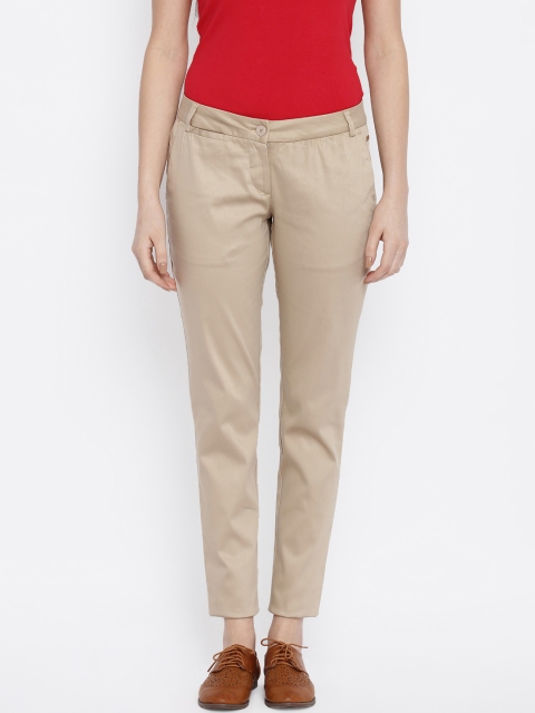 

Park Avenue Women Khaki Flat-Front Trousers