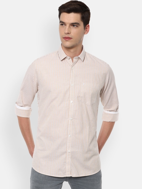 

Van Heusen Sport Men Beige Slim Fit Striped Casual Cotton Shirt