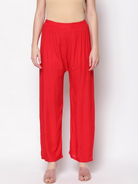 

V2 Value & Variety Women Red Solid Straight-Fit Knitted Palazzos