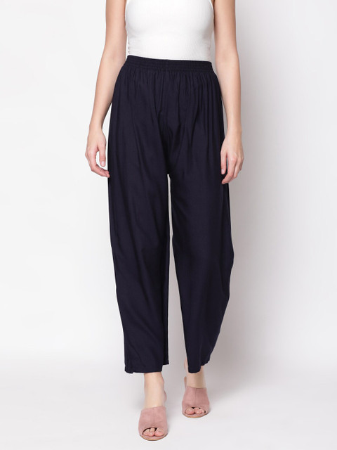 

V2 Value & Variety Women Navy Blue Solid Straight-Fit Knitted Palazzos