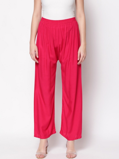 

V2 Value & Variety Women Fuchsia Solid Straight-Fit Knitted Palazzos