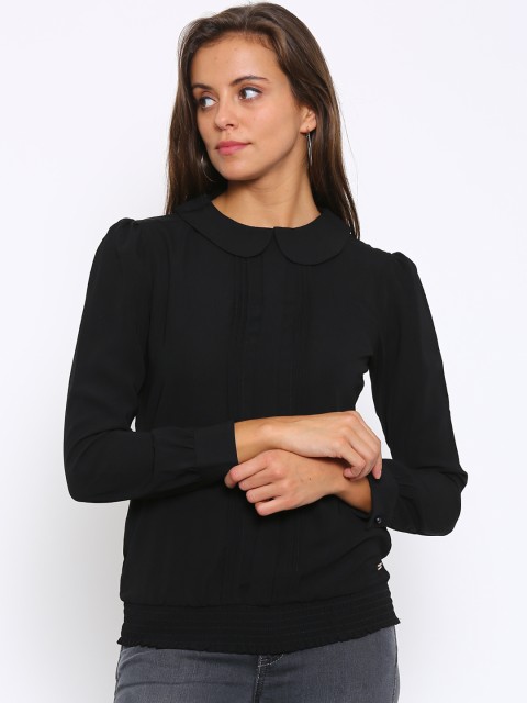 

Park Avenue Women Black Solid Blouson Top