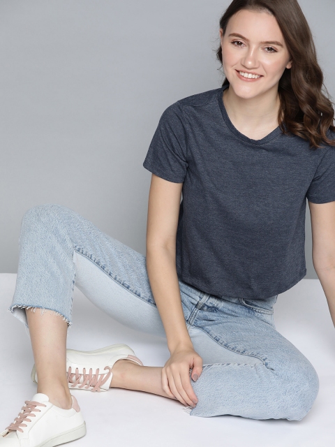 

Mast & Harbour Women Navy Blue T-shirt