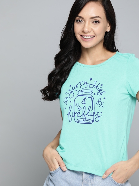 

Mast & Harbour Women Blue Printed T-shirt