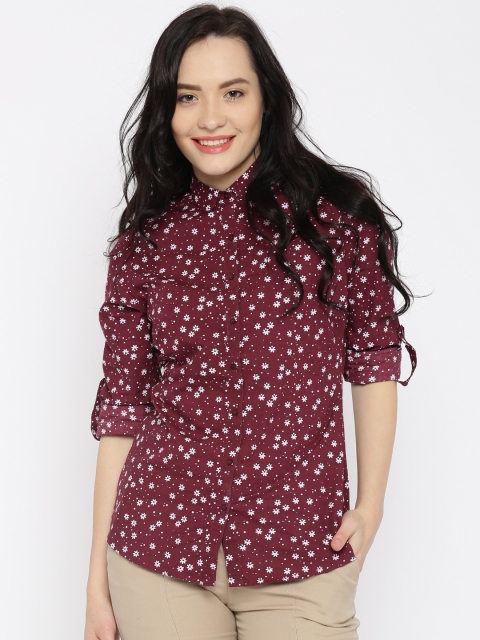 

Park Avenue Women Maroon Printed Casual Shirt