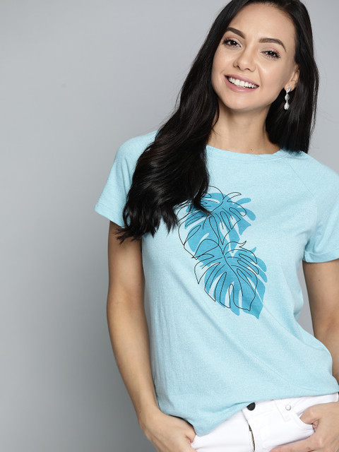 

Mast & Harbour Women Blue Floral Printed Tropical T-shirt