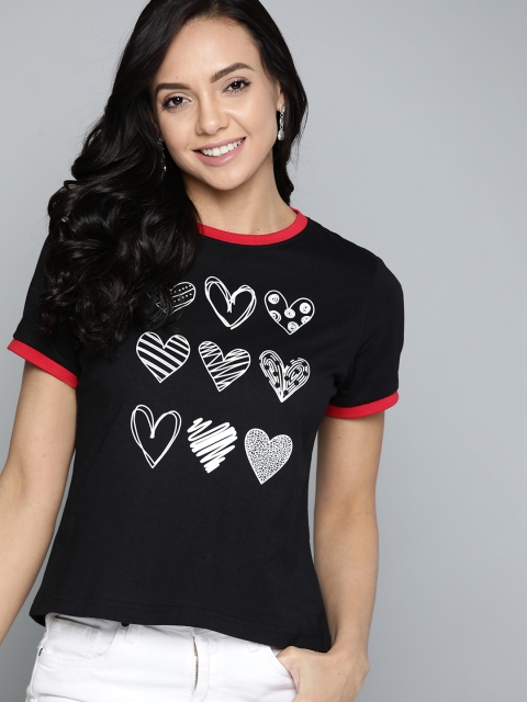 

Mast & Harbour Women Black & White Printed T-shirt