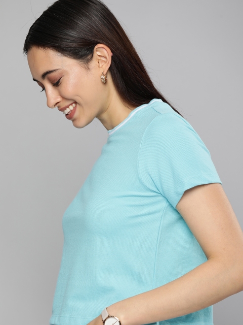 

Mast & Harbour Women Blue Cropped T-shirt