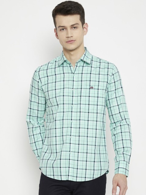 

Crimsoune Club Men Blue & Black Checked Printed Pure Cotton Casual Slim Fit Shirt