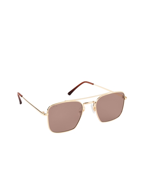 

AISLIN Unisex Brown Lens & Gold-Toned Wayfarer Sunglasses with UV Protected Lens