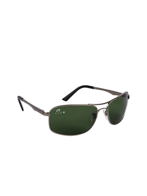 

AISLIN Men Green Lens & Gunmetal-Toned Rectangle Sunglasses with UV Protected Lens