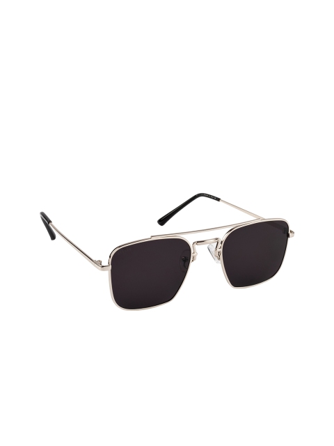 

AISLIN Unisex Black Lens & Silver-Toned Wayfarer Sunglasses with UV Protected Lens