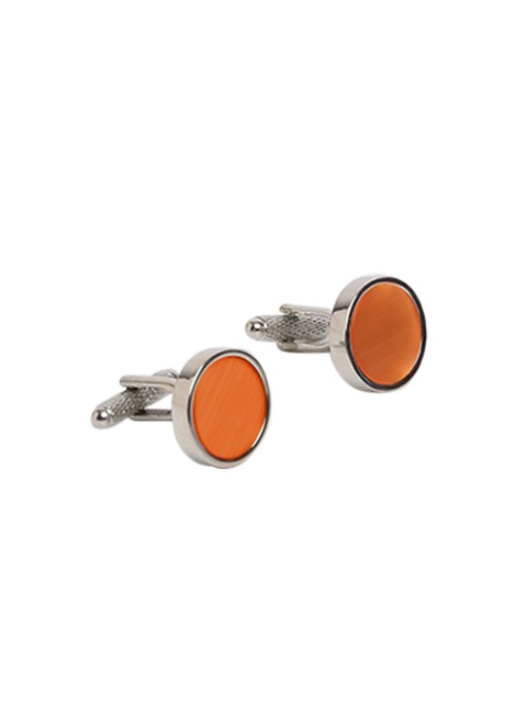 

Alvaro Castagnino Orange & Silver Solid Round Cufflinks