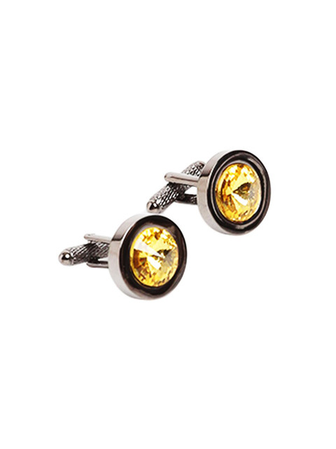 

Alvaro Castagnino Silver & Yellow Solid Round Cufflinks