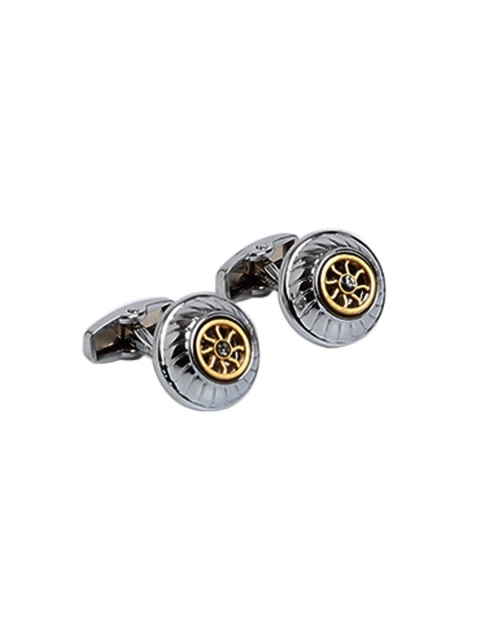 

Alvaro Castagnino Silver & Gold Textured Round Cufflinks