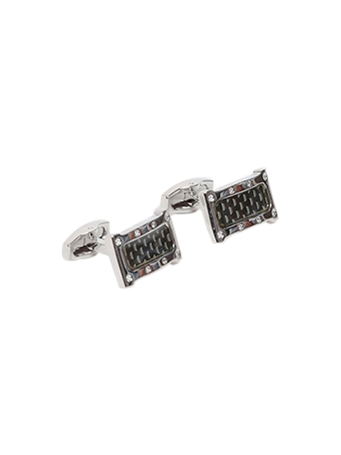 

Alvaro Castagnino Silver & Black Embellished Rectangle Cufflinks
