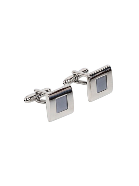 

Alvaro Castagnino Silver & Grey Solid Square Cufflinks