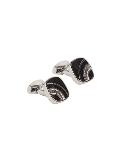 

Alvaro Castagnino Silver & Black Textured Square Cufflinks