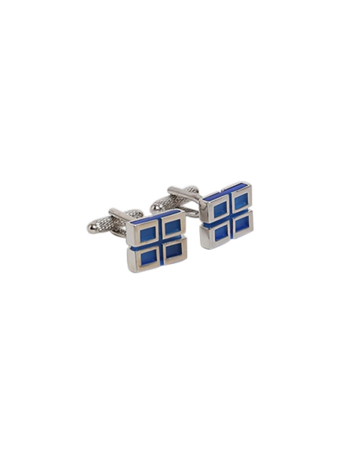 

Alvaro Castagnino Silver & Blue Textured Square Cufflinks